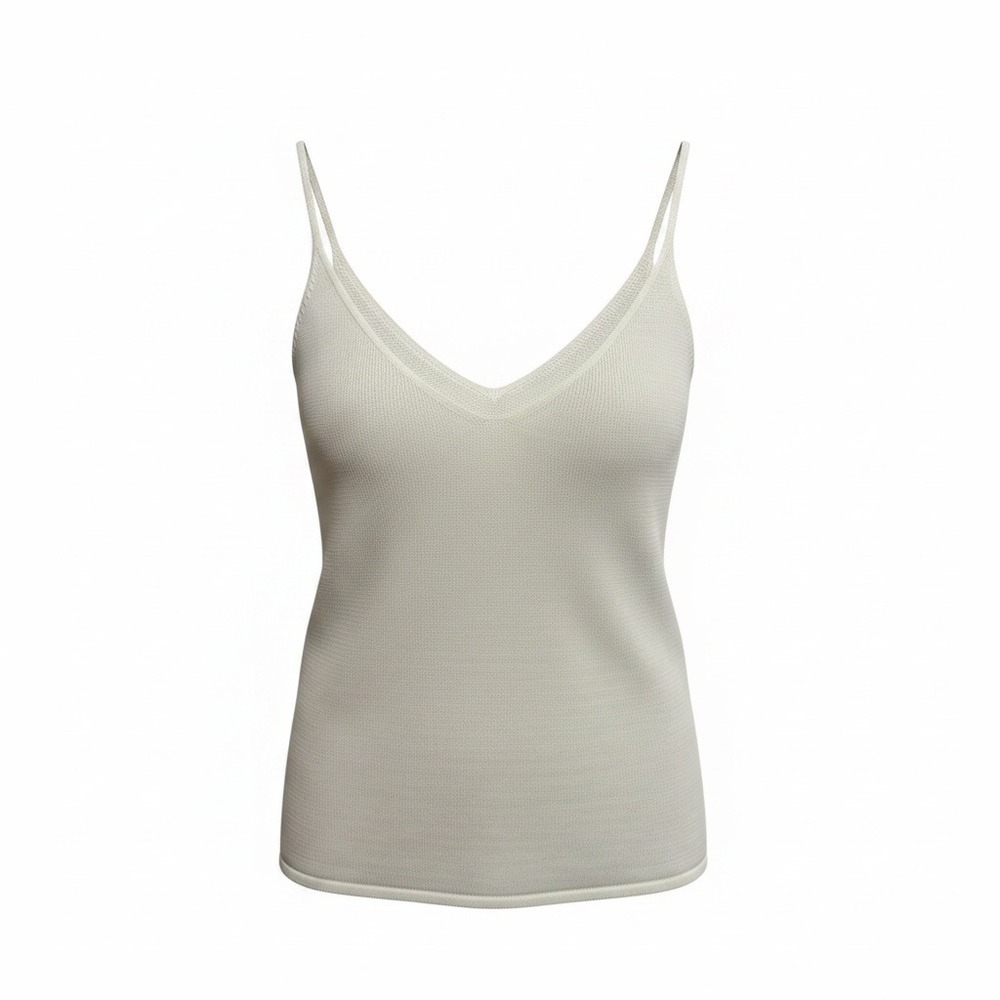 Leith Ivory Knit V Neck Double Strap Sweater Tank Top white Medium‎